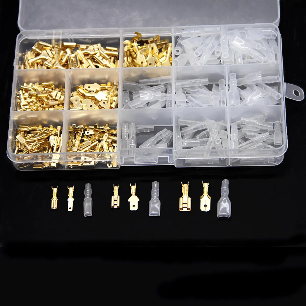 270Pcs 2.8mm 4.8mm 6.3mm Plug Spring Female Male Spade Cold Crimp Terminals Connector Car Speaker Electrical Wire Connectors Set