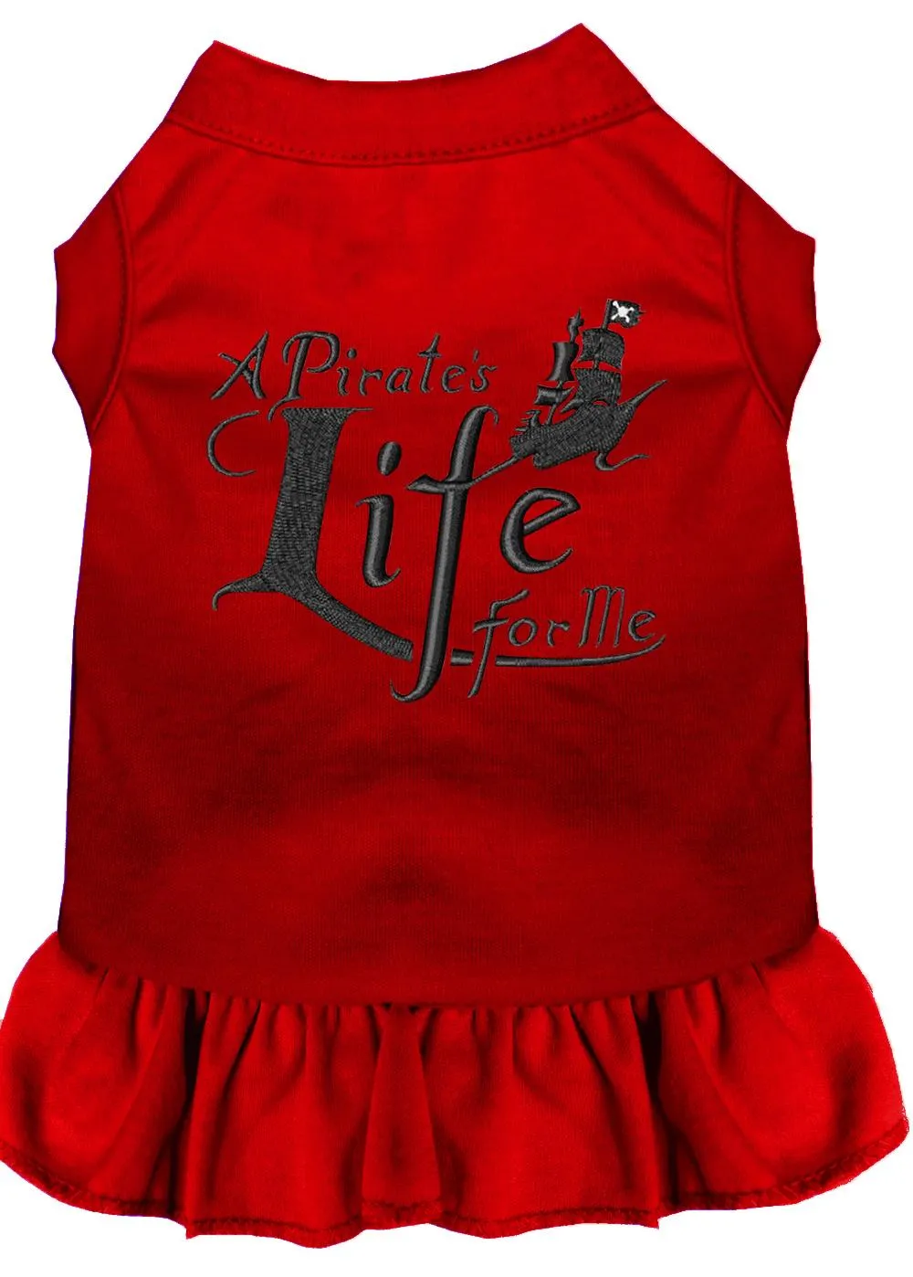 A Pirate's Life Embroidered Dog Dress Red Lg (14)