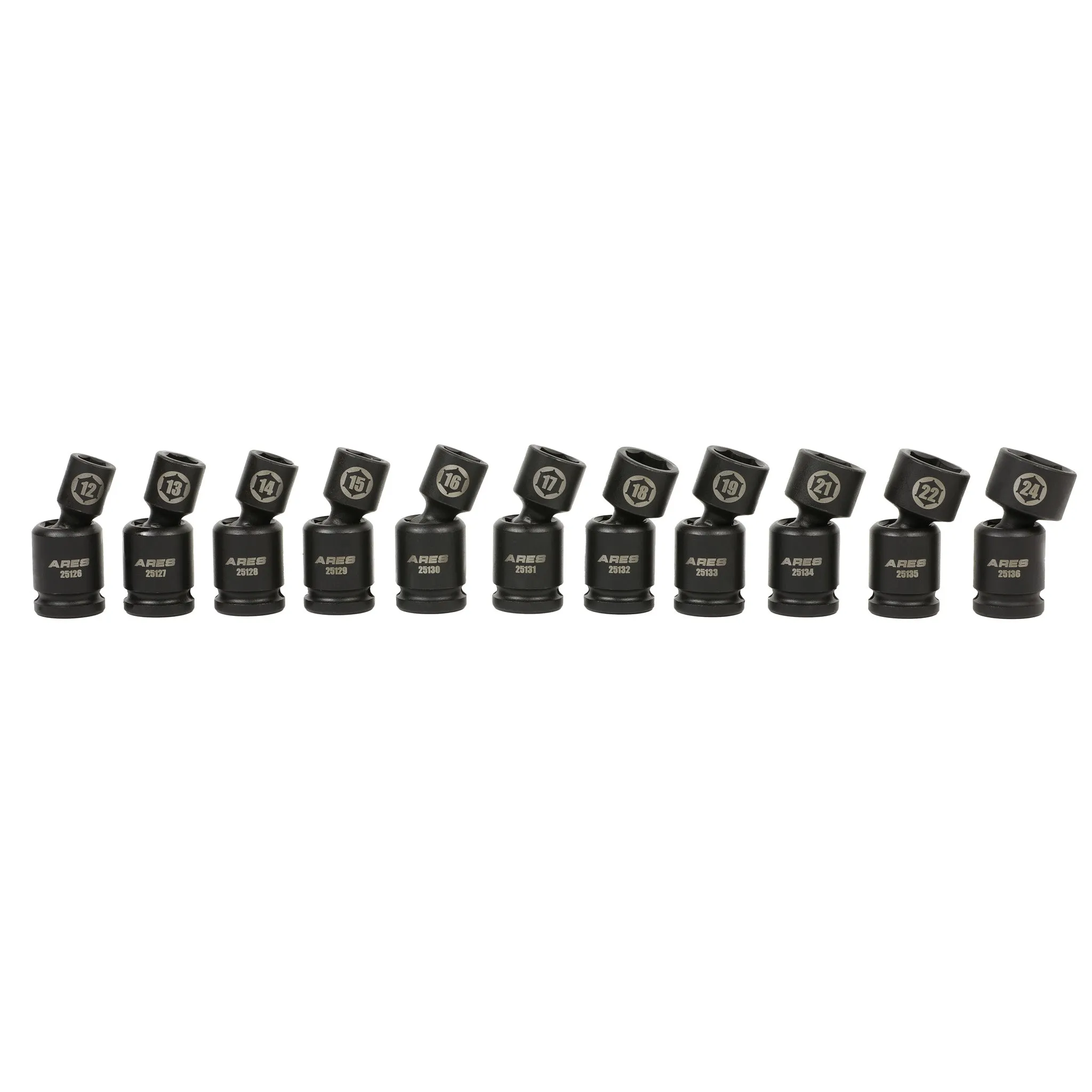 ARES 25125 - 11-Piece Metric Pinless Universal Swivel Impact Socket Set