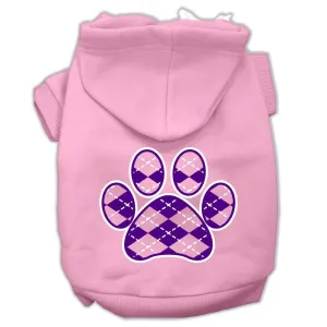 Argyle Paw Purple Screen Print Pet Hoodies Light Pink Size Lg (14)