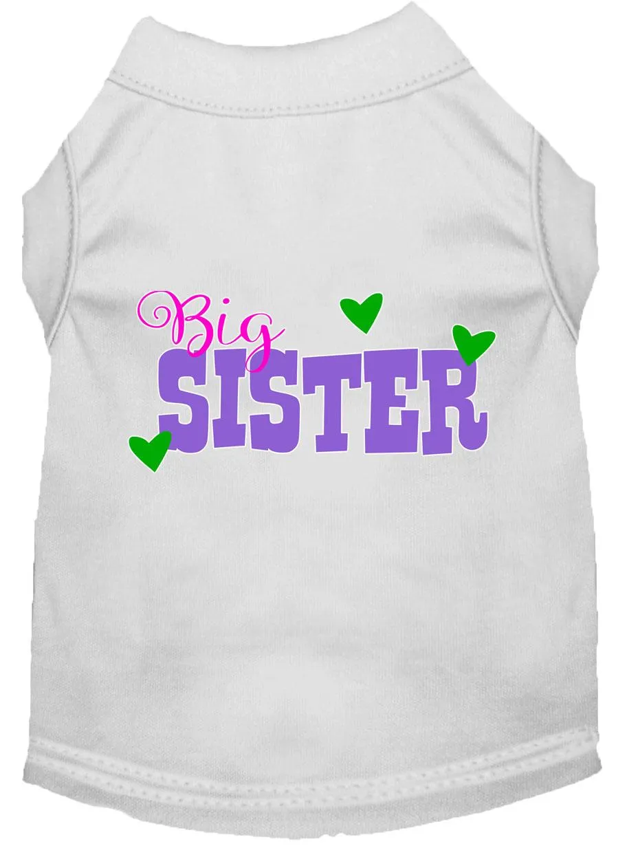 Big Sister Screen Print Dog Shirt White Lg