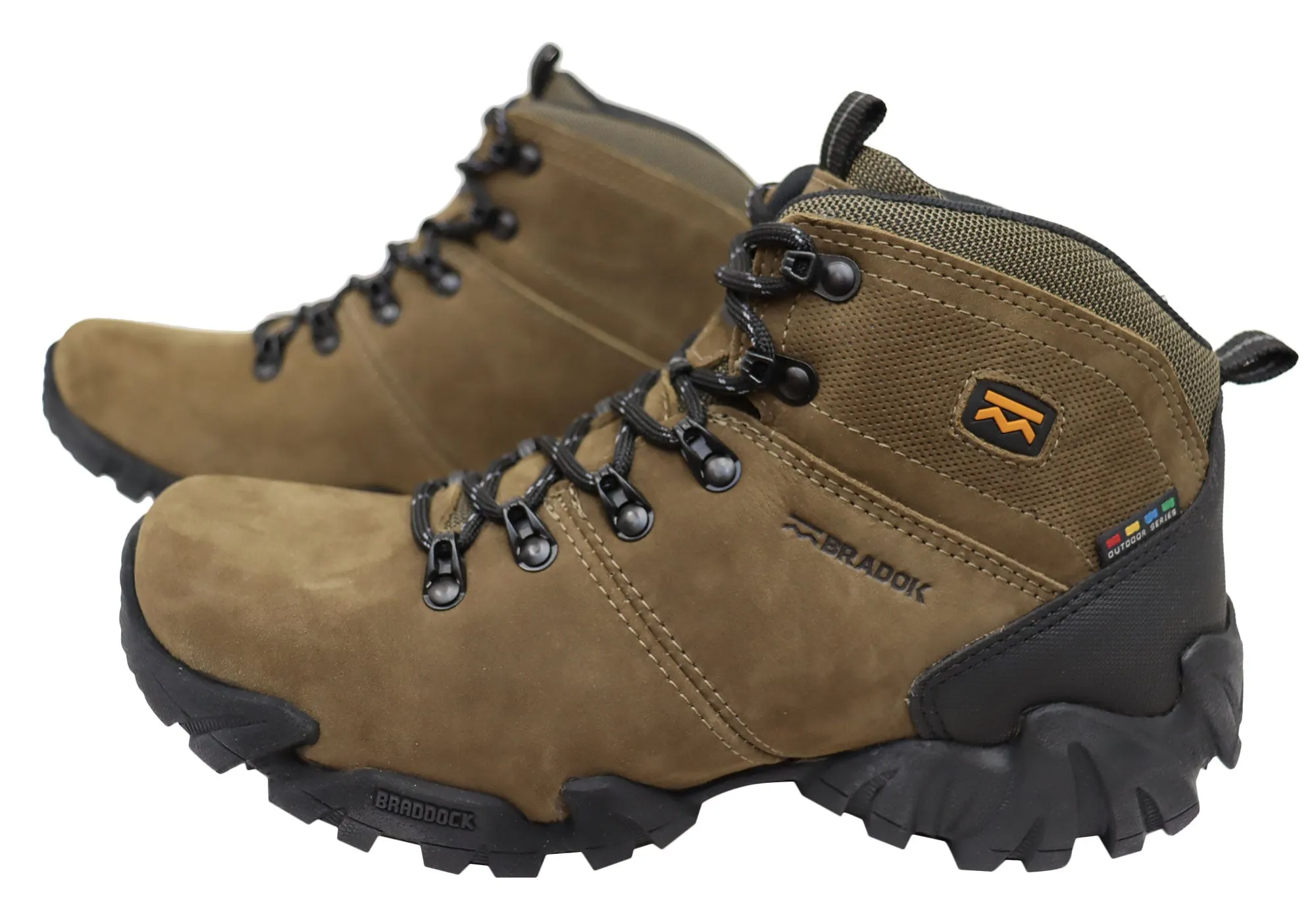 Bradok Nyiragongo Mens Comfort Leather Hiking Boots Made In Brazil