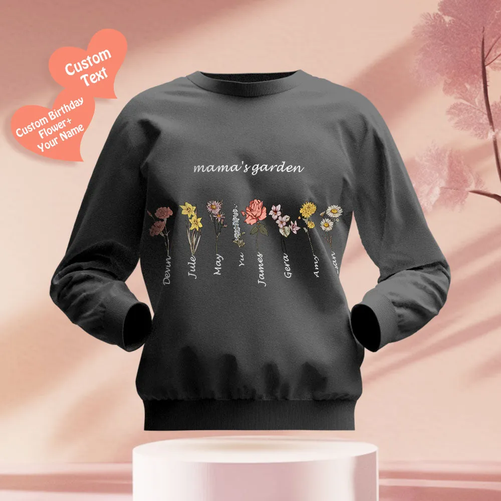 Custom Engraved Hoodie Round Neck Mama's Garden is Her Children Gifts for Mum