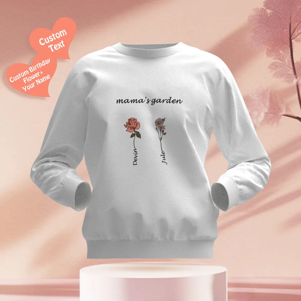 Custom Engraved Hoodie Round Neck Mama's Garden is Her Children Gifts for Mum