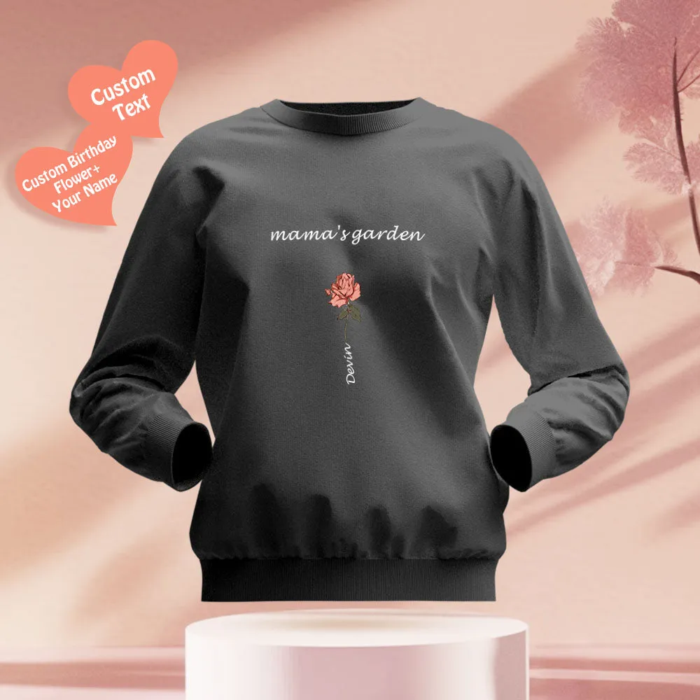 Custom Engraved Hoodie Round Neck Mama's Garden is Her Children Gifts for Mum