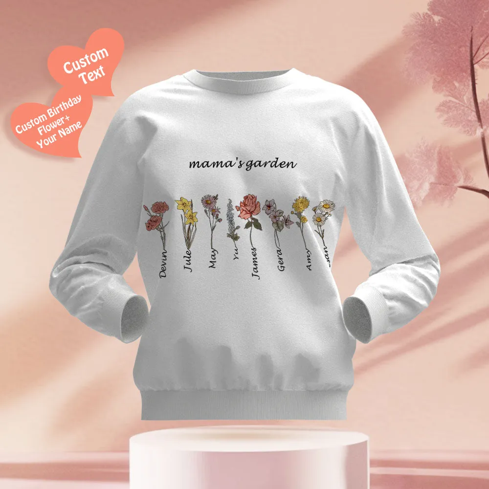 Custom Engraved Hoodie Round Neck Mama's Garden is Her Children Gifts for Mum