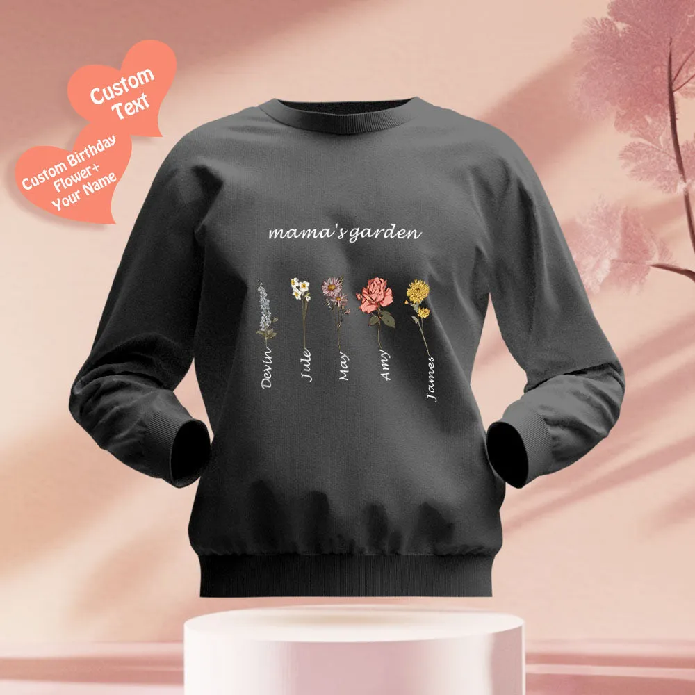 Custom Engraved Hoodie Round Neck Mama's Garden is Her Children Gifts for Mum