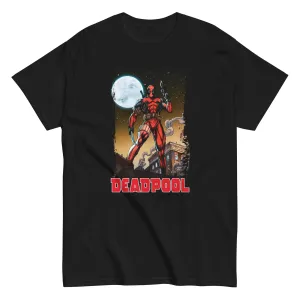 Deadpool Moon Animated Mens T-Shirt Black