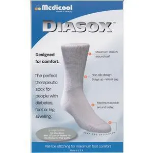 Diasox Seam-Free Diabetes Socks X-Large, White