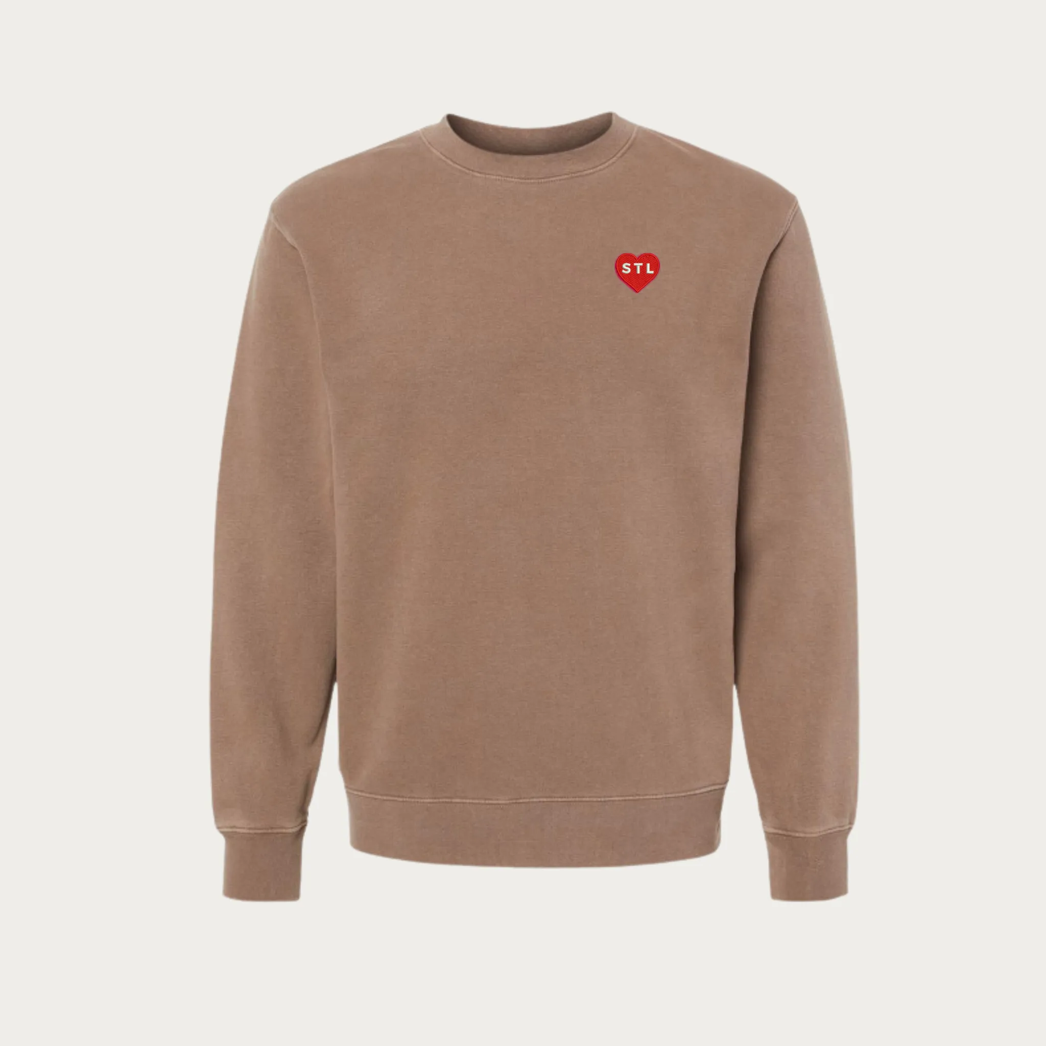 Embroidered Heart STL Pigment Dyed Crewneck