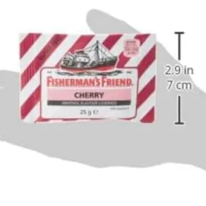 Fisherman’s Friend Cherry Lozenges, Sugar Free Extra Strong Menthol Throat Lozenges, Pack of 24 (25g) (T)