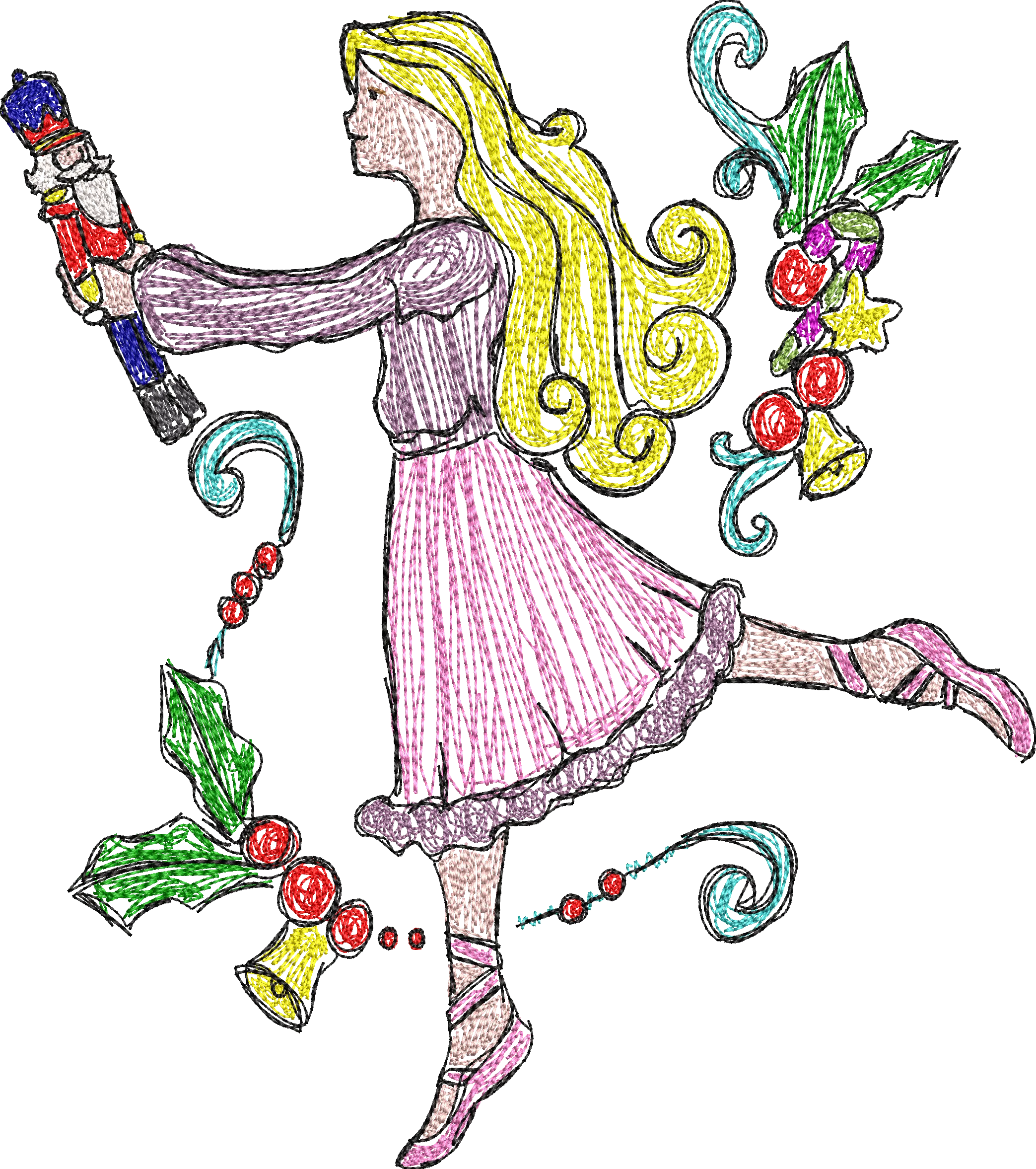 Nutcracker Dancer Scribble Christmas Design