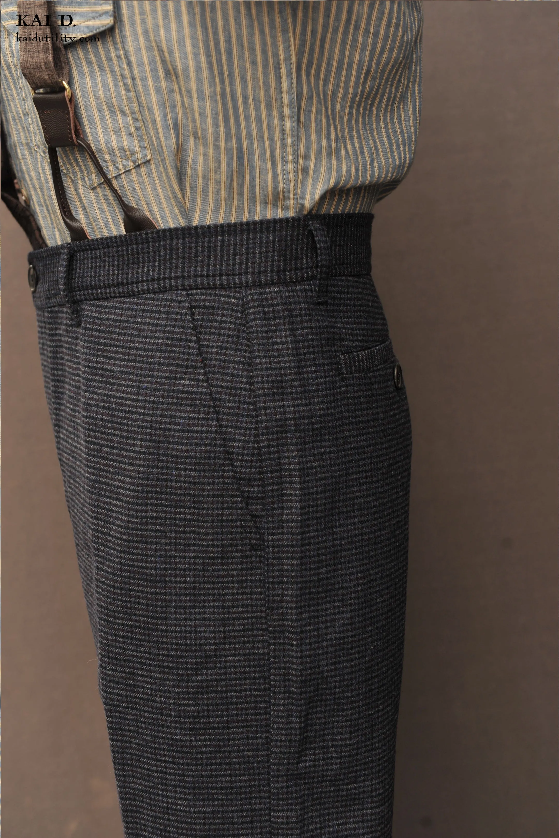 Regular Cut Wool Trousers - Midnight - M, L, XL