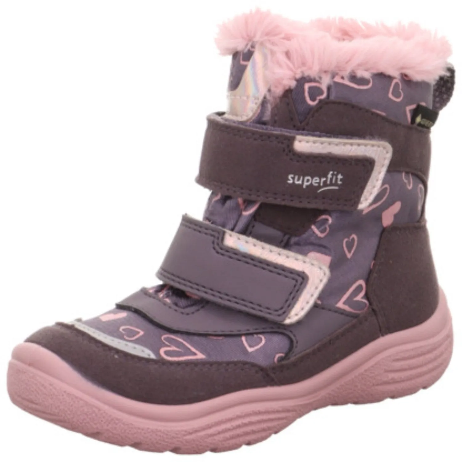 Superfit Purple/Rose Crystal Girls' Slip-On Velcro Zip Boots