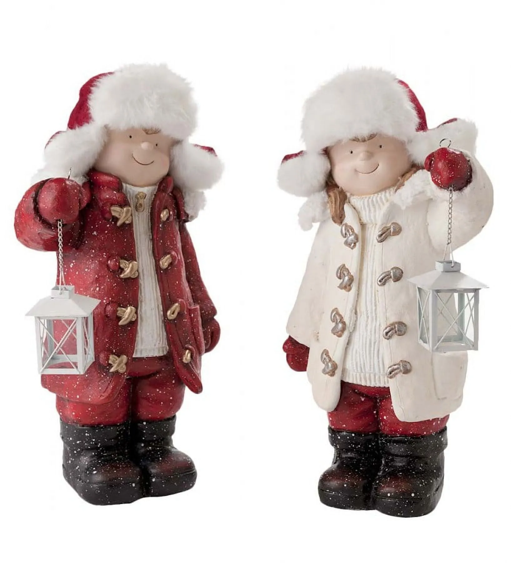 valiant Children with Solar Lanterns Figurines, Set of 2