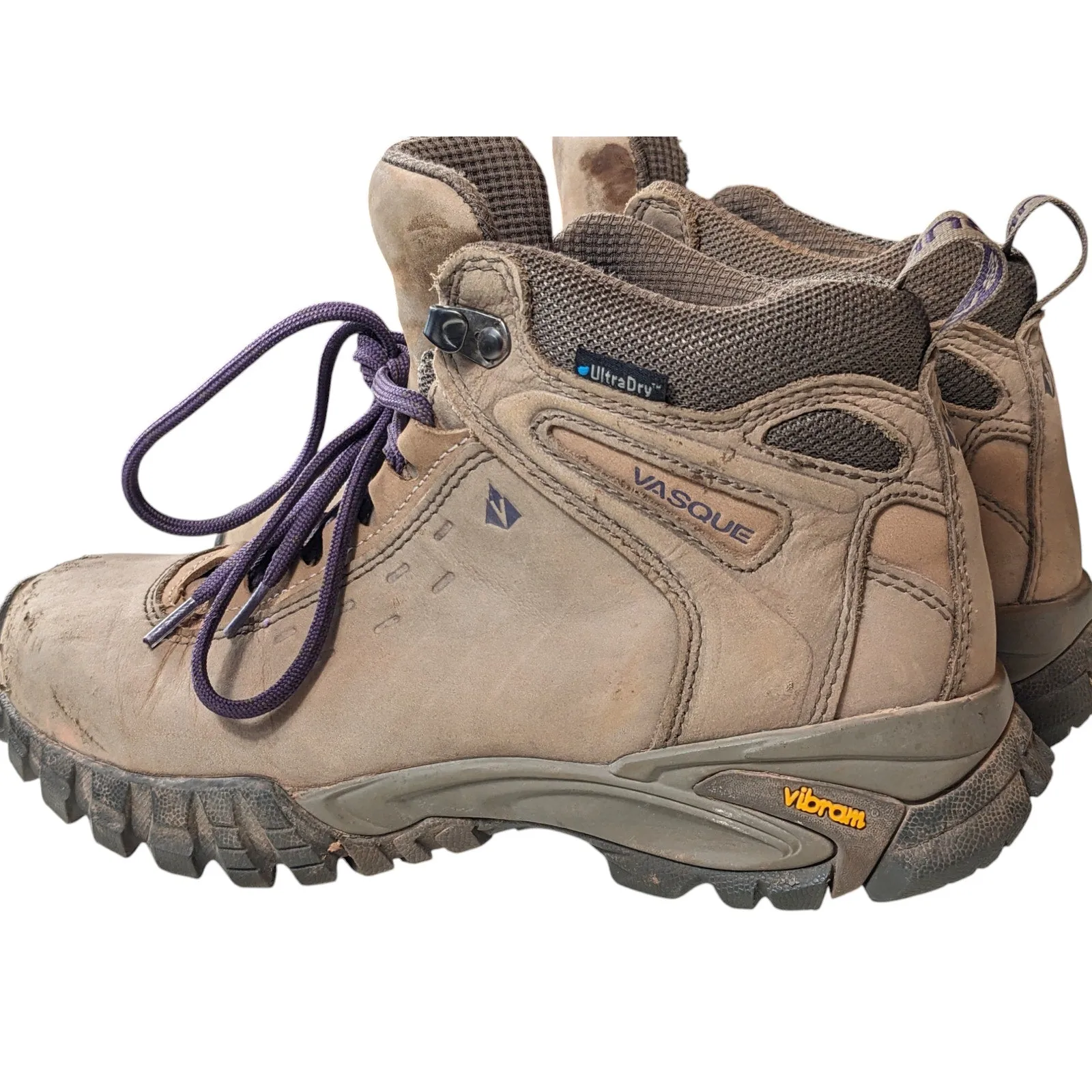 Vasque Boots Womens 8.5 UltraDry Hiking Tan Leather Vibram Trail Outdoor 7419