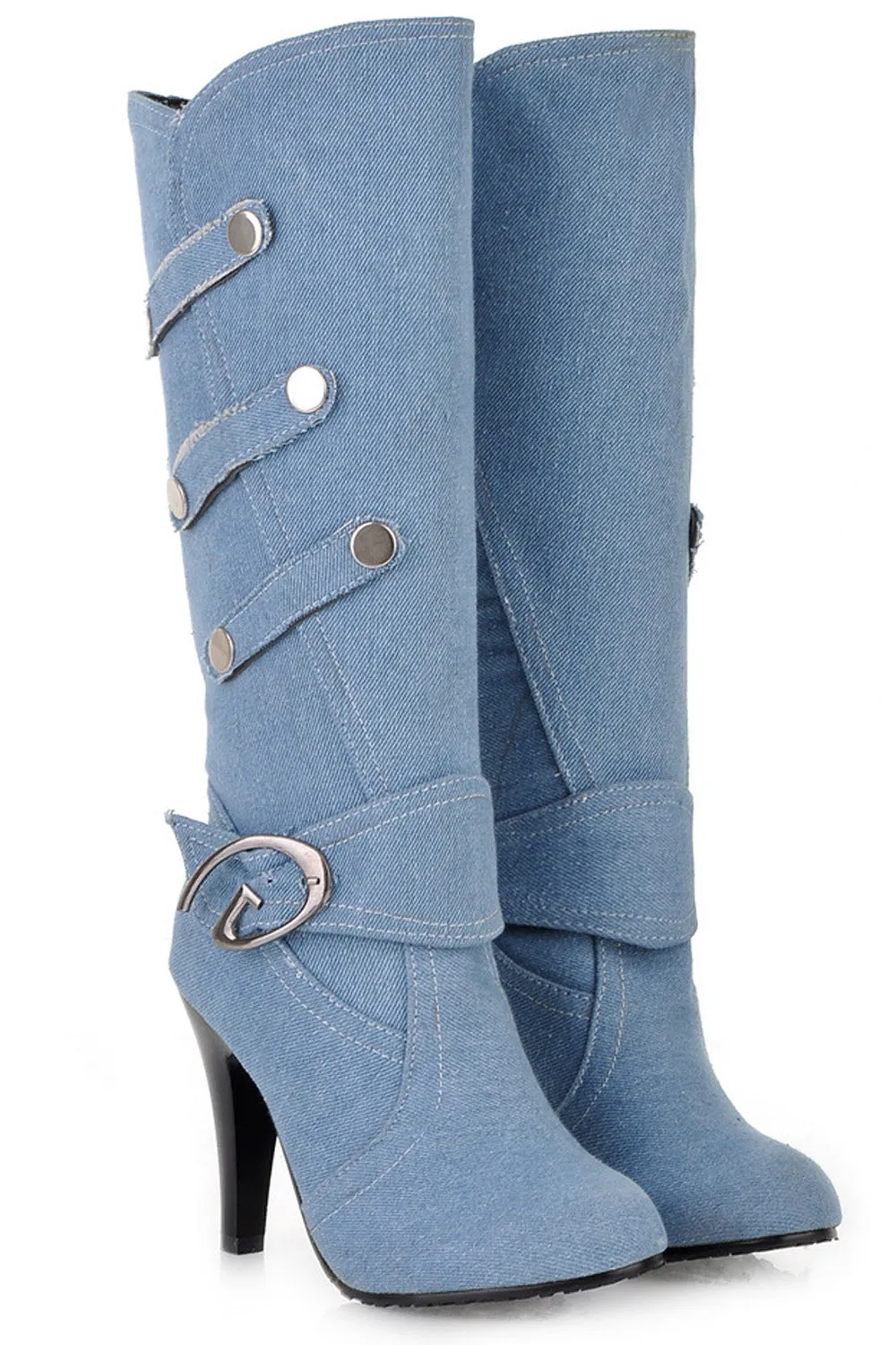 Women Lovely Denim High Tube Solid Colored Fashion Boots - WSC50818