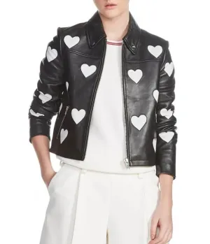 Women’s Maje Heart Motorcycle Leather Jacket