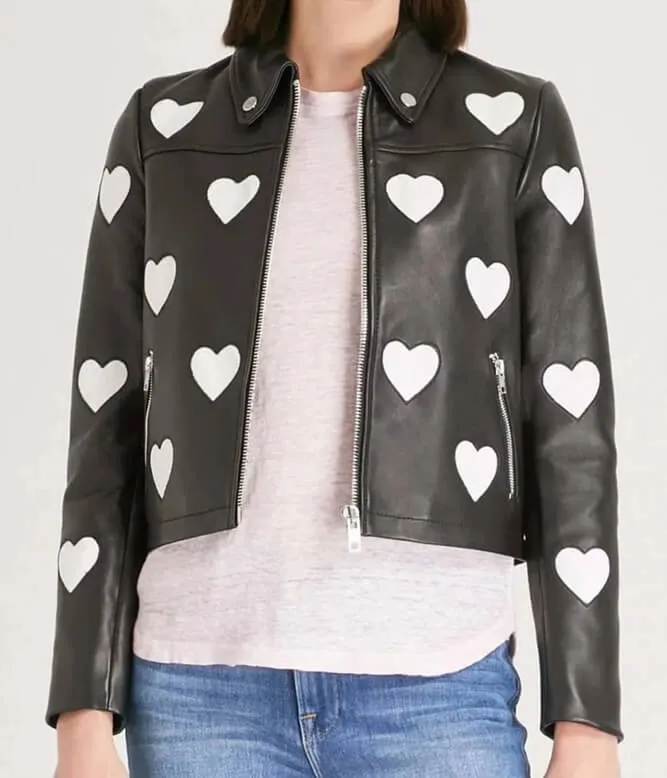 Women’s Maje Heart Motorcycle Leather Jacket