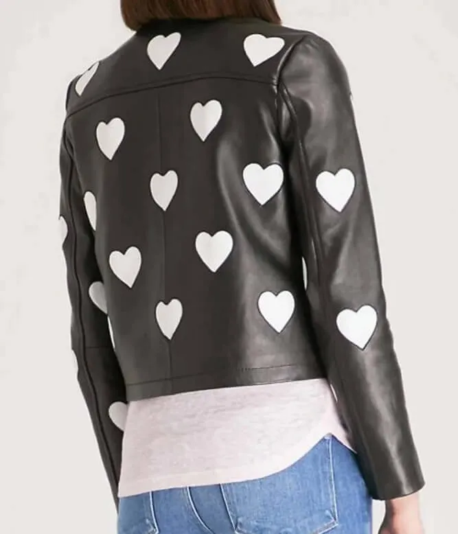 Women’s Maje Heart Motorcycle Leather Jacket